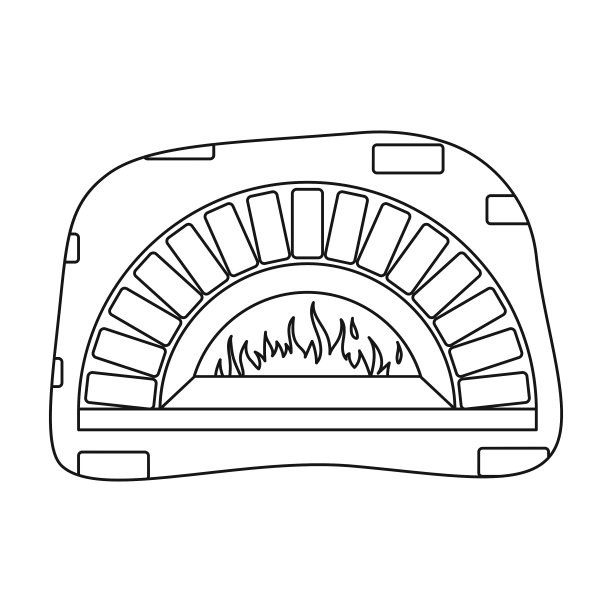 烧木烤箱图标在轮廓风格孤立上图片下载