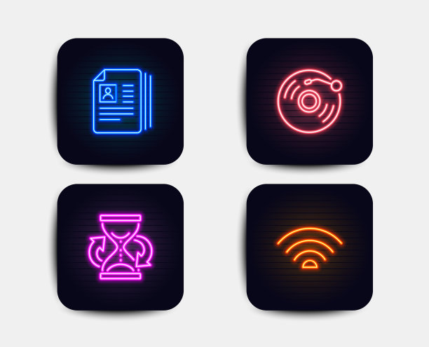 黑胶唱片履历文件和沙漏图标图片下载