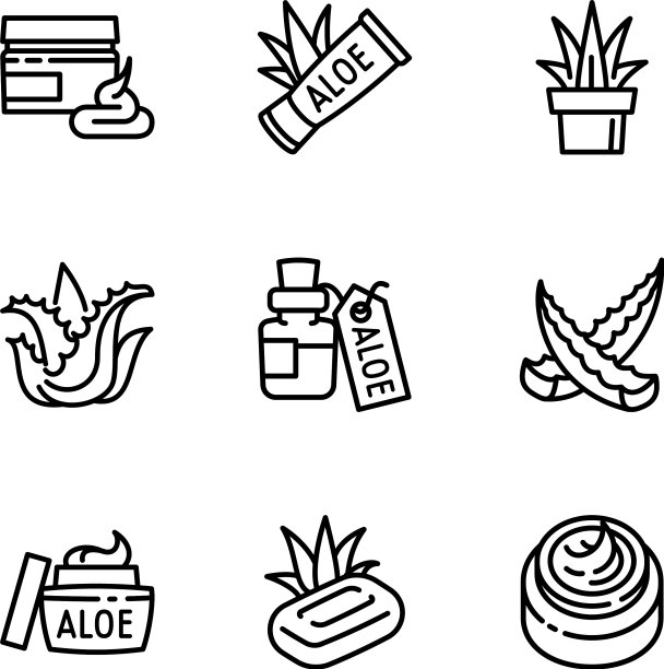 芦荟产品图标设置轮廓风格图片下载