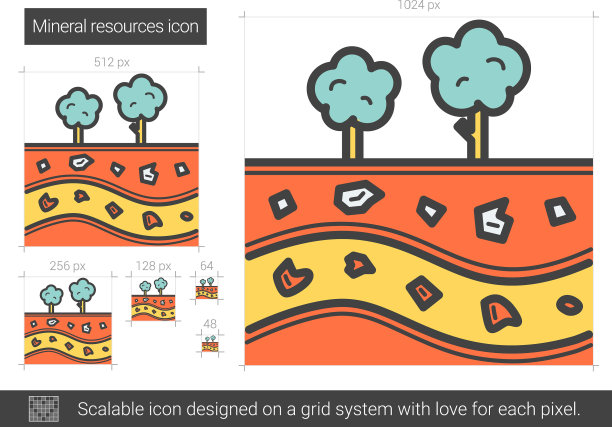 矿产资源线图标图片下载