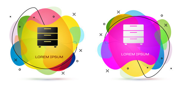 颜色家具床头柜图标孤立在白色图片下载