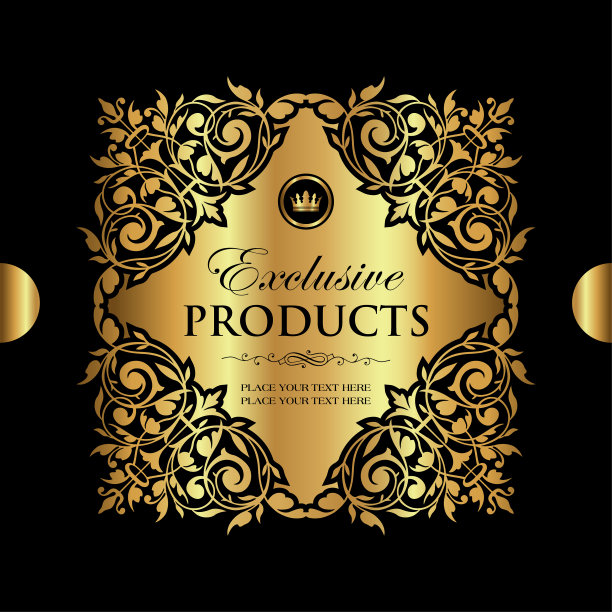 豪华装饰金装饰标签设计图片下载