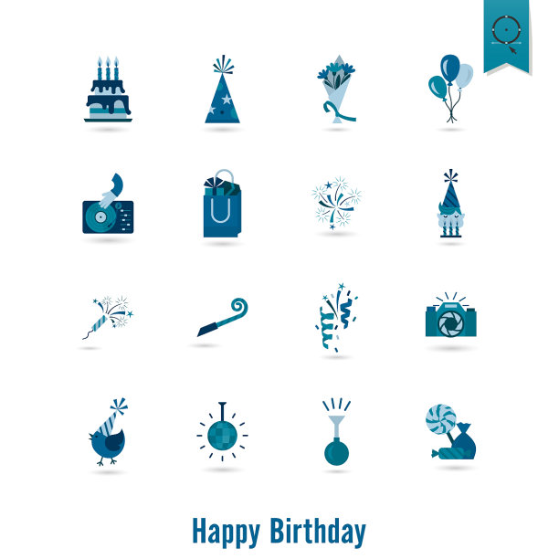 生日快乐图标套装图片下载