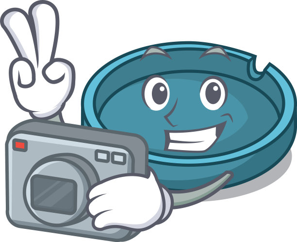 摄影师卡通风格的烟灰缸吉祥物图片下载