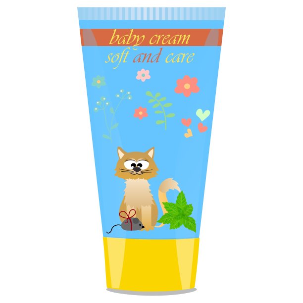 婴儿乳霜管与儿童设计图片下载