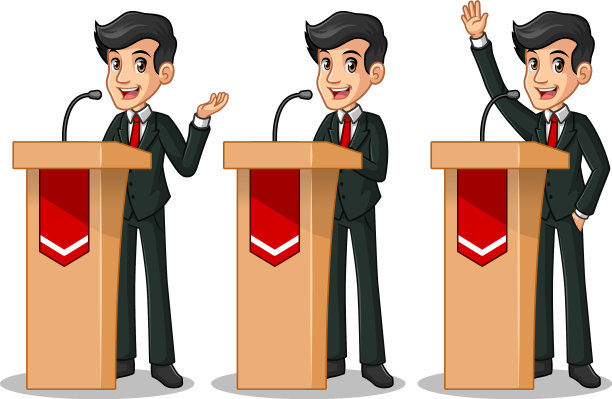 一套黑色西装的商人在演讲图片下载