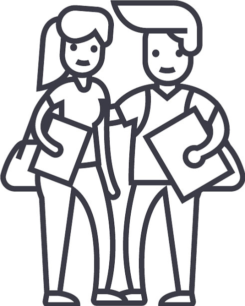 学生夫妇线图标标志图片下载