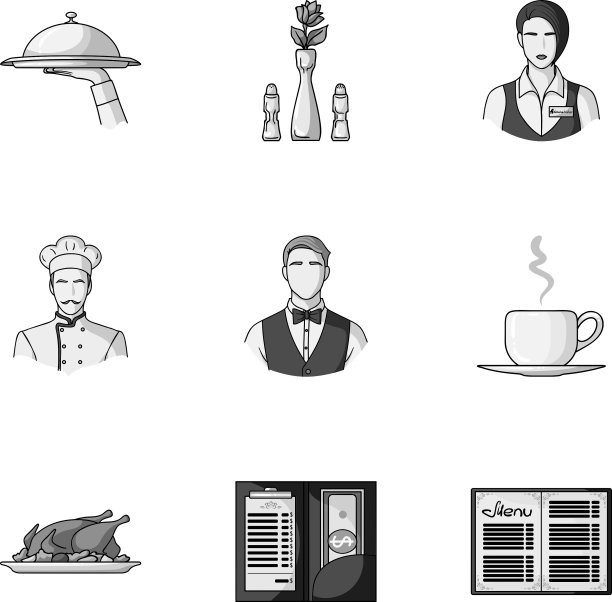 餐厅设置在黑白风格大图标图片下载