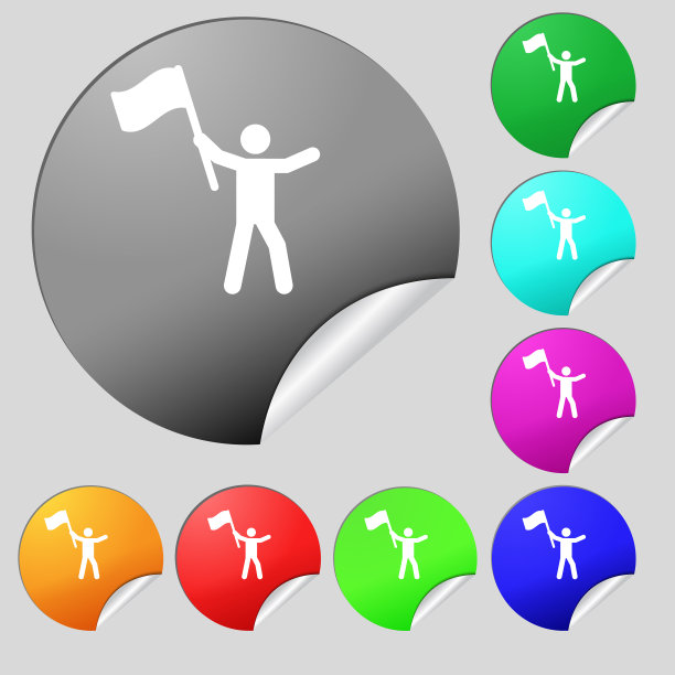 彩色的图标和标志的形式的一个按钮图片下载