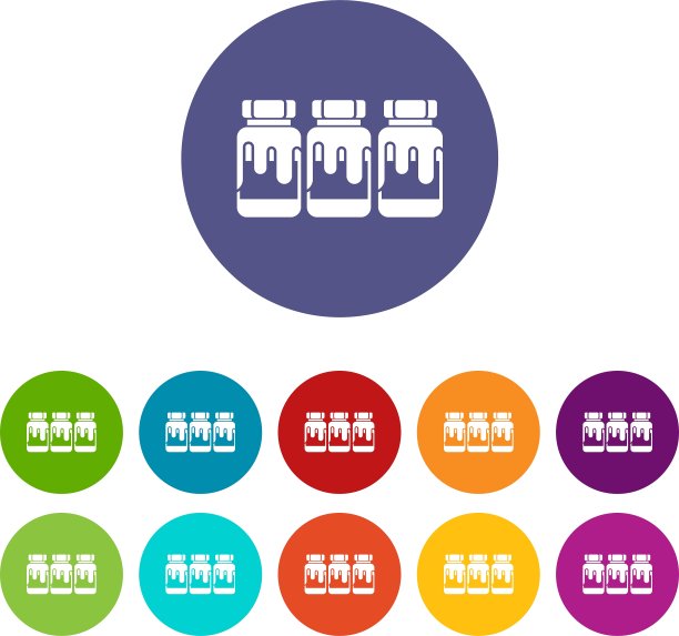 三个塑料罐与水粉画设置图标图片下载