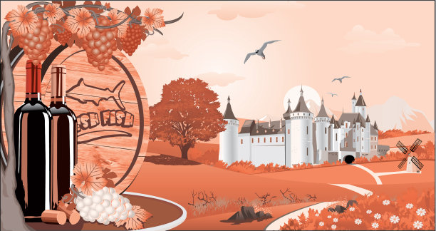 红酒，葡萄和木制的红色景观图片下载