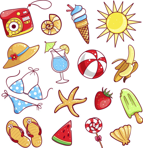 夏季可爱图标集图片下载
