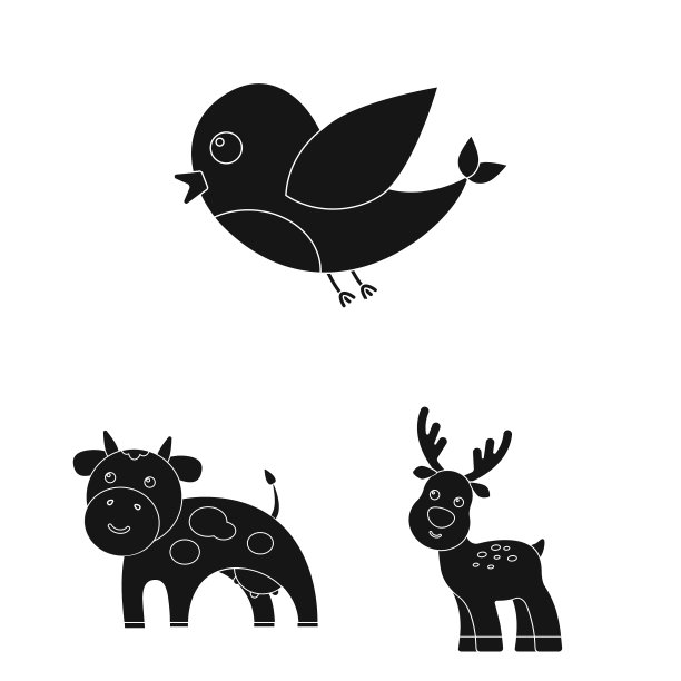 一个不现实的黑色动物图标设置图片下载