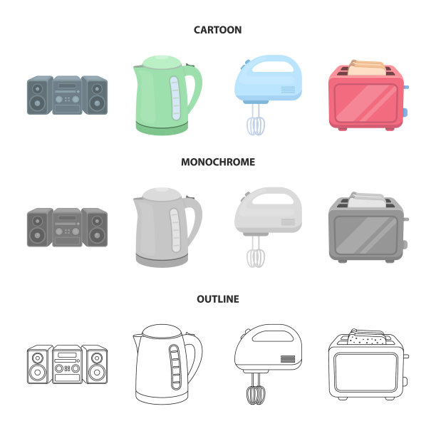 电水壶音乐中心搅拌机烤面包机图片下载