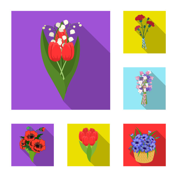 一束鲜花平面图标设置图片下载