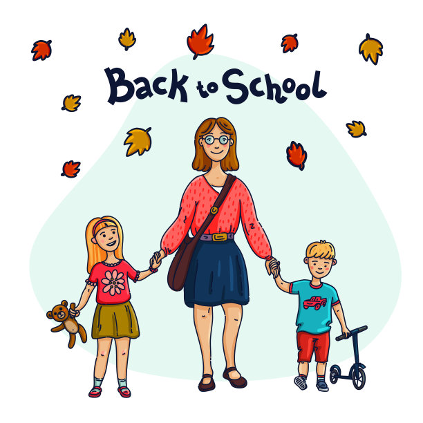 回到学校，妈妈带着孩子去图片下载