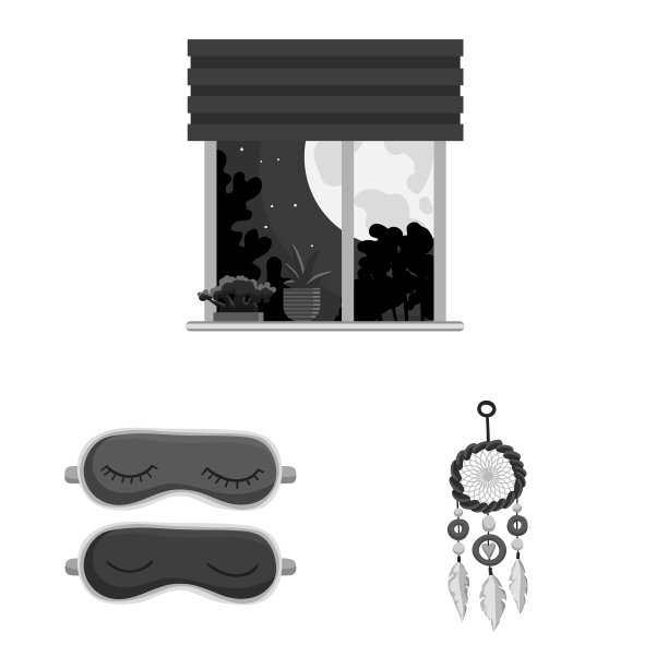 孤立对象的梦和夜的图标集图片下载