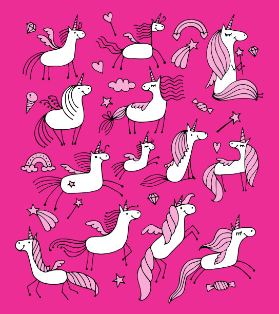 魔法独角兽收集草图为您的设计图片下载