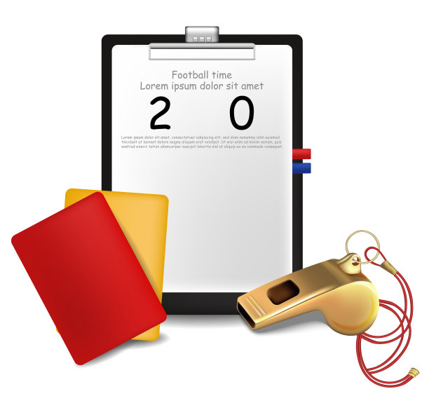 记分牌足球和哨子隔离图片下载