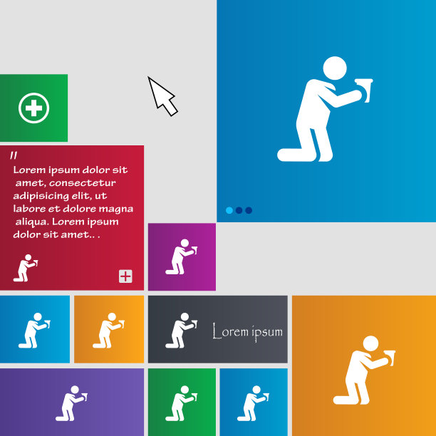 彩色的图标和标志的形式的一个按钮图片下载