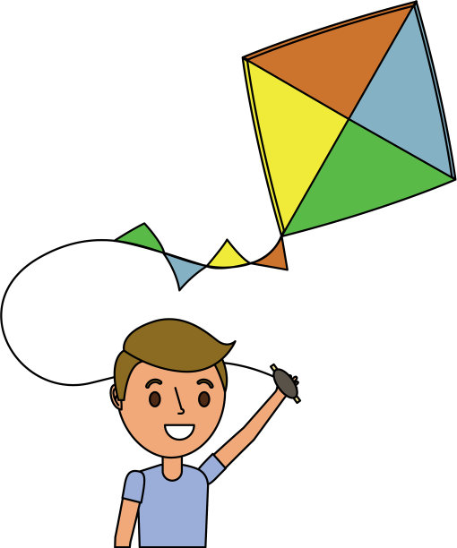 可爱快乐的小男孩拿着风筝玩得很有趣图片下载