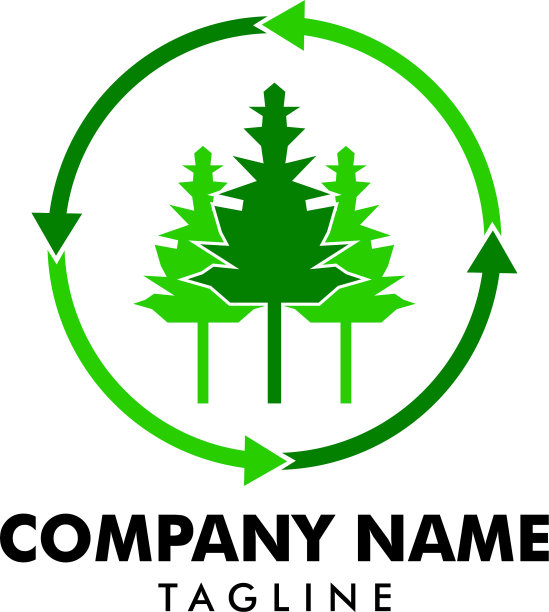 树木恢复标志设计元素图片下载