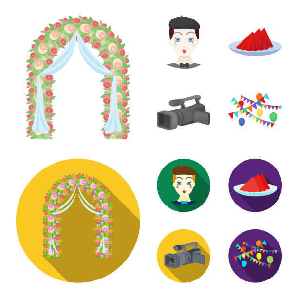 拱门上装饰着玫瑰和丝绸，像小丑一样图片下载