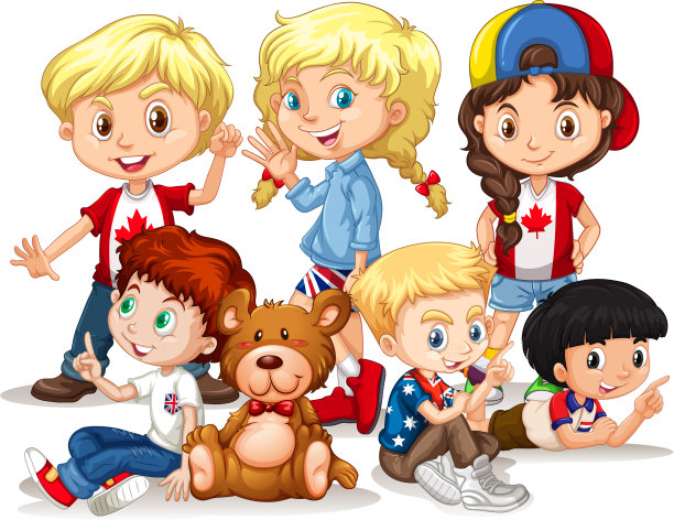 快乐的男孩和女孩和泰迪熊图片下载