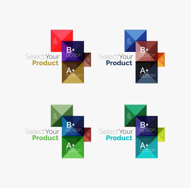 一组抽象的方形界面菜单导航图片下载