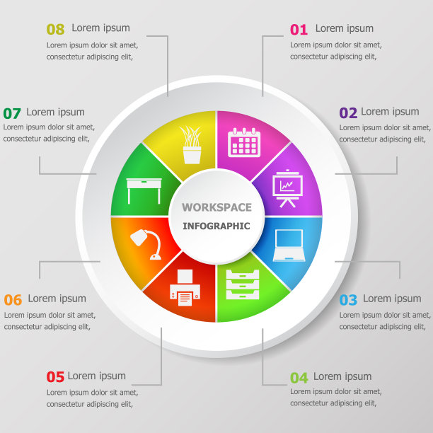 信息图形设计模板与工作空间图标图片下载