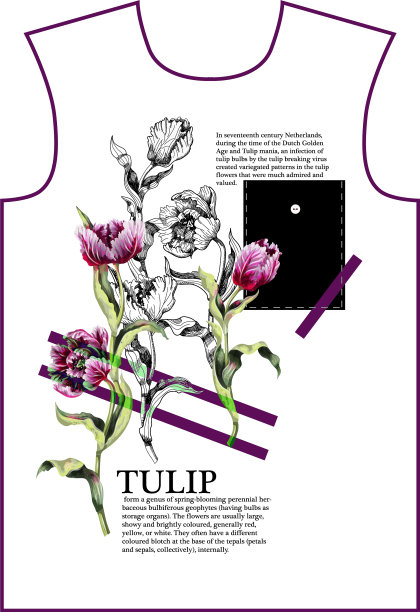 设计带有郁金香花的t恤图片下载