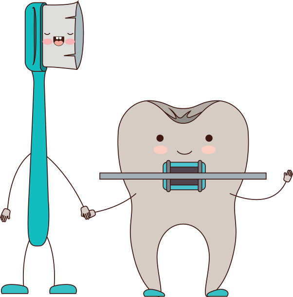 卡通夫妇牙刷和牙带支架图片下载