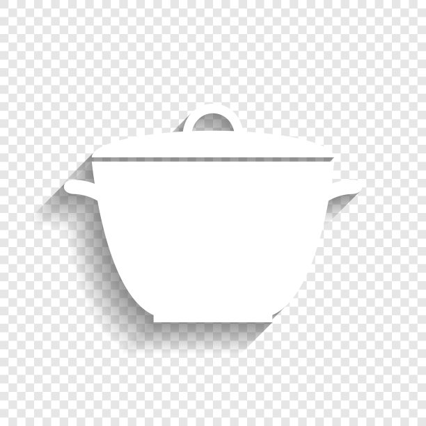 平底锅标志简单，白色图标柔和图片下载