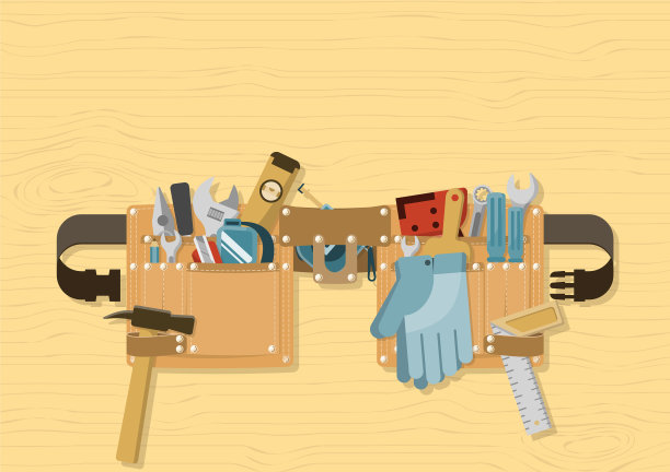 木材背景上的工具带图片下载