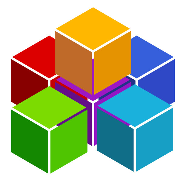 立方体抽象的3d多色元素上的白色图片下载