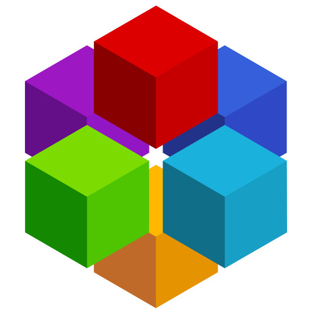 立方体抽象的3d多色元素上的白色图片下载