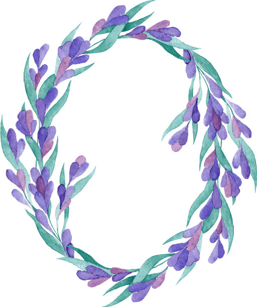水彩薰衣草花环图片下载
