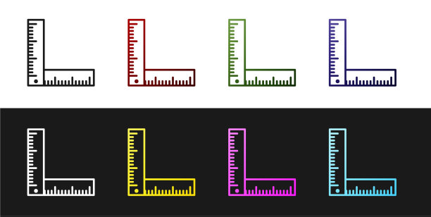 设置折叠尺图标隔离在黑色和白色图片下载