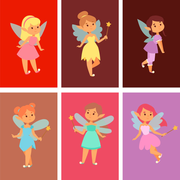 仙女公主卡片上的仙女女孩角色图片下载