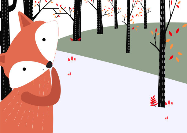 狐狸在春天的森林背景为卡图片下载