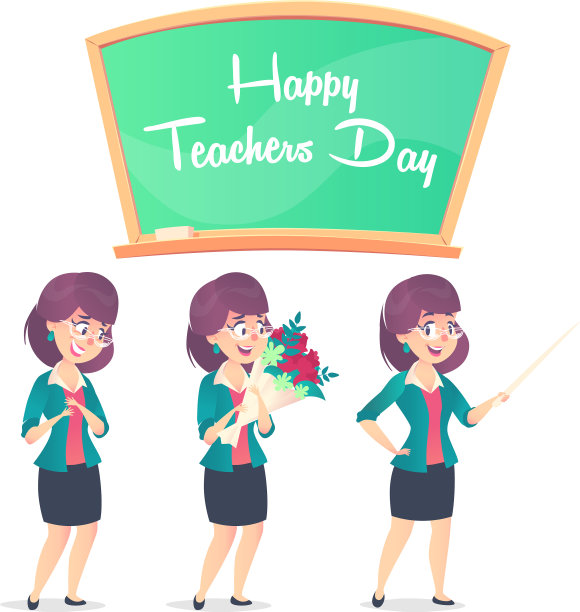 三学校老师摆姿势和黑板开心图片下载