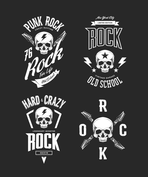 复古硬朋克摇滚t恤标志图片下载