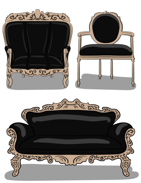 一套家具，一把大椅子，一把椅子和一把椅子图片下载