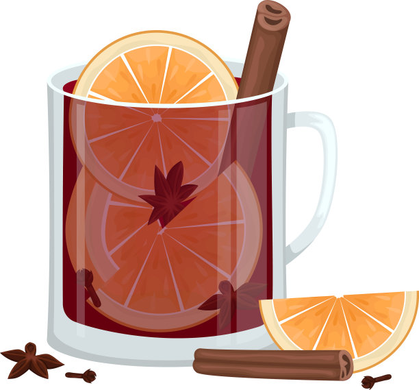 一杯加了橙皮的热红酒图片下载