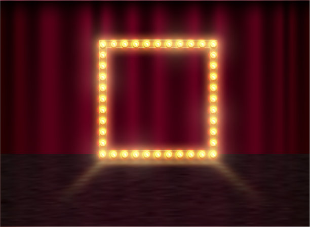 方形框架和发光的灯泡图片下载