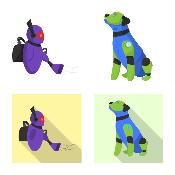 机器人和工厂标志集图片下载