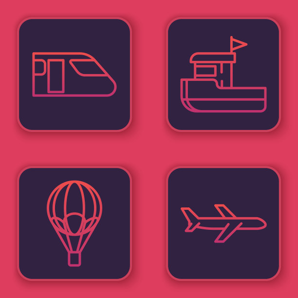 设线火车、热气球、渔船等图片下载