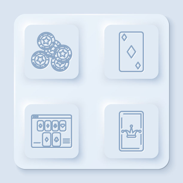 Set line赌场筹码playing card with diamonds图片下载