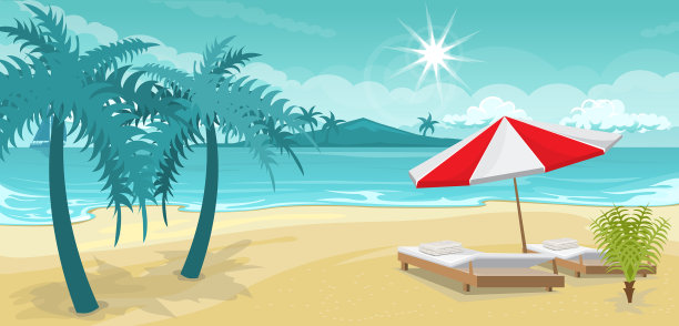 海景在海滩上休憩图片下载