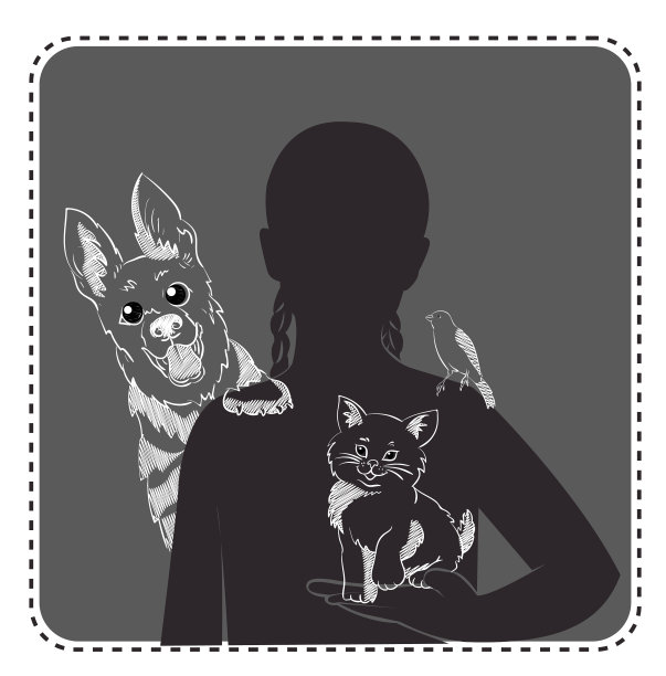 一个女孩和宠物的剪影图片下载